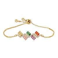304 Stainless Steel Copper Gold Plated Casual Elegant Simple Style Drawstring Inlay One-Shaped Quadrilateral Bamboo Zircon Bracelets sku image 5