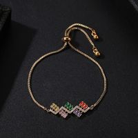 304 Stainless Steel Copper Gold Plated Casual Elegant Simple Style Drawstring Inlay One-Shaped Quadrilateral Bamboo Zircon Bracelets main image 2