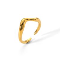 304 Stainless Steel 18K Gold Plated Solid Color Polishing Plating Chunky Irregular Open Rings Rings sku image 3