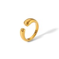 304 Stainless Steel 18K Gold Plated Solid Color Polishing Plating Chunky Irregular Open Rings Rings sku image 8