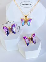 Wholesale Jewelry Glam Luxurious Butterfly Alloy Artificial Gemstones Inlay Earrings Necklace main image 3