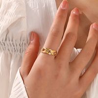 304 Stainless Steel 18K Gold Plated Vintage Style Plating Irregular Open Rings main image 1