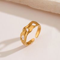304 Stainless Steel 18K Gold Plated Vintage Style Plating Irregular Open Rings main image 4