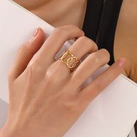 304 Stainless Steel 18K Gold Plated Casual Plating Oval Open Rings main image 1