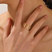 304 Stainless Steel 18K Gold Plated Casual Plating Oval Open Rings main image 3