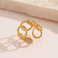304 Stainless Steel 18K Gold Plated Casual Plating Oval Open Rings main image 4