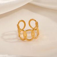 304 Stainless Steel 18K Gold Plated Casual Plating Oval Open Rings main image 2