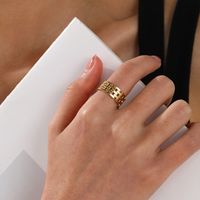 304 Stainless Steel 18K Gold Plated Vintage Style Plating Geometric Open Rings main image 3
