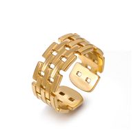 304 Stainless Steel 18K Gold Plated Vintage Style Plating Geometric Open Rings main image 4