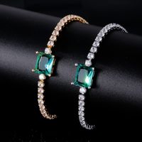 Copper K Gold Plated Rhodium Plated Simple Style Plating Inlay Square Zircon Tennis Bracelet main image 6