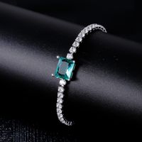 Copper K Gold Plated Rhodium Plated Simple Style Plating Inlay Square Zircon Tennis Bracelet main image 5
