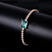Copper K Gold Plated Rhodium Plated Simple Style Plating Inlay Square Zircon Tennis Bracelet main image 4