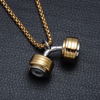 Hip-hop Retro Barbell Stainless Steel Pendant Necklace sku image 1