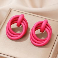 1 Pair Vacation Round Spray Paint Rubber Drop Earrings main image 8