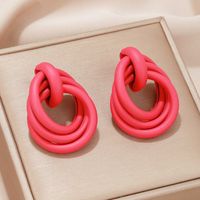 1 Pair Vacation Round Spray Paint Rubber Drop Earrings sku image 4