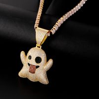 Wholesale Hip-Hop Basic Cool Style Ghost 304 Stainless Steel Copper Plating Inlay K Gold Plated Zircon Pendant Necklace main image 1