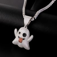 Wholesale Hip-Hop Basic Cool Style Ghost 304 Stainless Steel Copper Plating Inlay K Gold Plated Zircon Pendant Necklace main image 5