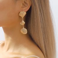 1 Pair Hawaiian Beach Tropical Shell Irregular Tassel Metal Alloy Drop Earrings main image 1