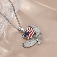 Vintage Style American Flag Stainless Steel Enamel Pendant Necklace main image 2