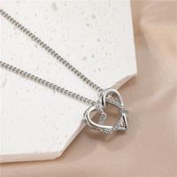 Sweet Simple Style Heart Shape Stainless Steel Hollow Out Inlay Zircon Pendant Necklace main image 6