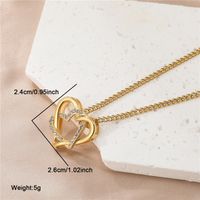Sweet Simple Style Heart Shape Stainless Steel Hollow Out Inlay Zircon Pendant Necklace sku image 2