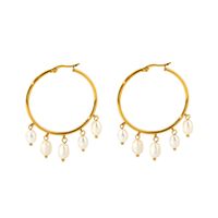 1 Pair Elegant Round Plating 201 Stainless Steel Freshwater Pearl 18K Gold Plated Drop Earrings main image 2