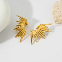1 Pair Retro Bohemian Wings Plating 304 Stainless Steel 18K Gold Plated Ear Studs main image 1