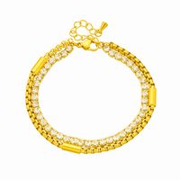 Simple Style Commute Round 304 Stainless Steel 18K Gold Plated Rhinestones Bracelets In Bulk main image 5