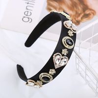 Women's Sweet Heart Shape Alloy Cloth Inlay Rhinestones Hair Band sku image 3