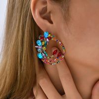 1 Pair Elegant Exaggerated Color Block Hollow Out Inlay Zinc Alloy Rhinestones Ear Studs main image 1