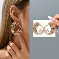 1 Pair Simple Style Water Droplets Alloy Inlay Artificial Crystal Women's Earrings main image 3