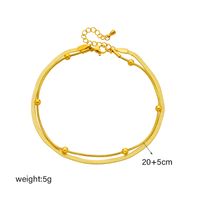 Vintage Style Solid Color 304 Stainless Steel Layered Plating 18K Gold Plated Women's Anklet main image 4