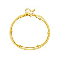 Vintage Style Solid Color 304 Stainless Steel Layered Plating 18K Gold Plated Women's Anklet main image 5