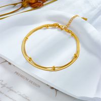 Vintage Style Solid Color 304 Stainless Steel Layered Plating 18K Gold Plated Women's Anklet main image 3