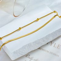 Vintage Style Solid Color 304 Stainless Steel Layered Plating 18K Gold Plated Women's Anklet main image 2