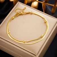 Vintage Style Solid Color 304 Stainless Steel Layered Plating 18K Gold Plated Women's Anklet sku image 1