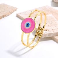 Cute Devil's Eye Copper Handmade Plating 18k Gold Plated Bangle main image 4