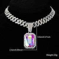 Lady Square Stainless Steel Alloy Inlay Artificial Gemstones Necklace main image 6
