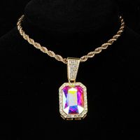 Lady Square Stainless Steel Alloy Inlay Artificial Gemstones Necklace main image 3