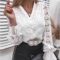 Women's Blouse Long Sleeve Blouses Lace Elegant Solid Color main image 6