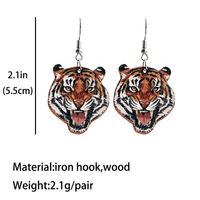 1 Pair Retro Funny Dinosaur Cheetah Tiger Wood Iron Ear Hook main image 5