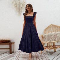 Women's Swing Dress Casual Square Neck Short Sleeve Polka Dots Solid Color Maxi Long Dress Daily main image 6