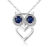 Wholesale Simple Style Round Heart Shape Owl 304 Stainless Steel Copper Plating Inlay Rhodium Plated Zircon Pendant Necklace sku image 13