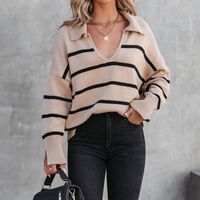 Women's Sweater Long Sleeve Sweaters & Cardigans Casual Stripe sku image 1