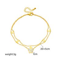 Korean Style Castle 304 Stainless Steel Layered Plating 18K Gold Plated Women's Anklet main image 4
