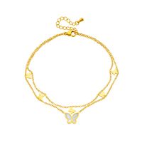 Korean Style Castle 304 Stainless Steel Layered Plating 18K Gold Plated Women's Anklet main image 5