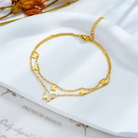 Korean Style Castle 304 Stainless Steel Layered Plating 18K Gold Plated Women's Anklet main image 3