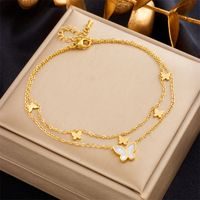 Korean Style Castle 304 Stainless Steel Layered Plating 18K Gold Plated Women's Anklet main image 1