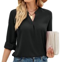 Women's Chiffon Shirt Long Sleeve Blouses Pleated Simple Style Solid Color main image 2