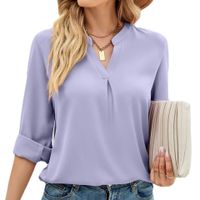 Women's Chiffon Shirt Long Sleeve Blouses Pleated Simple Style Solid Color main image 3